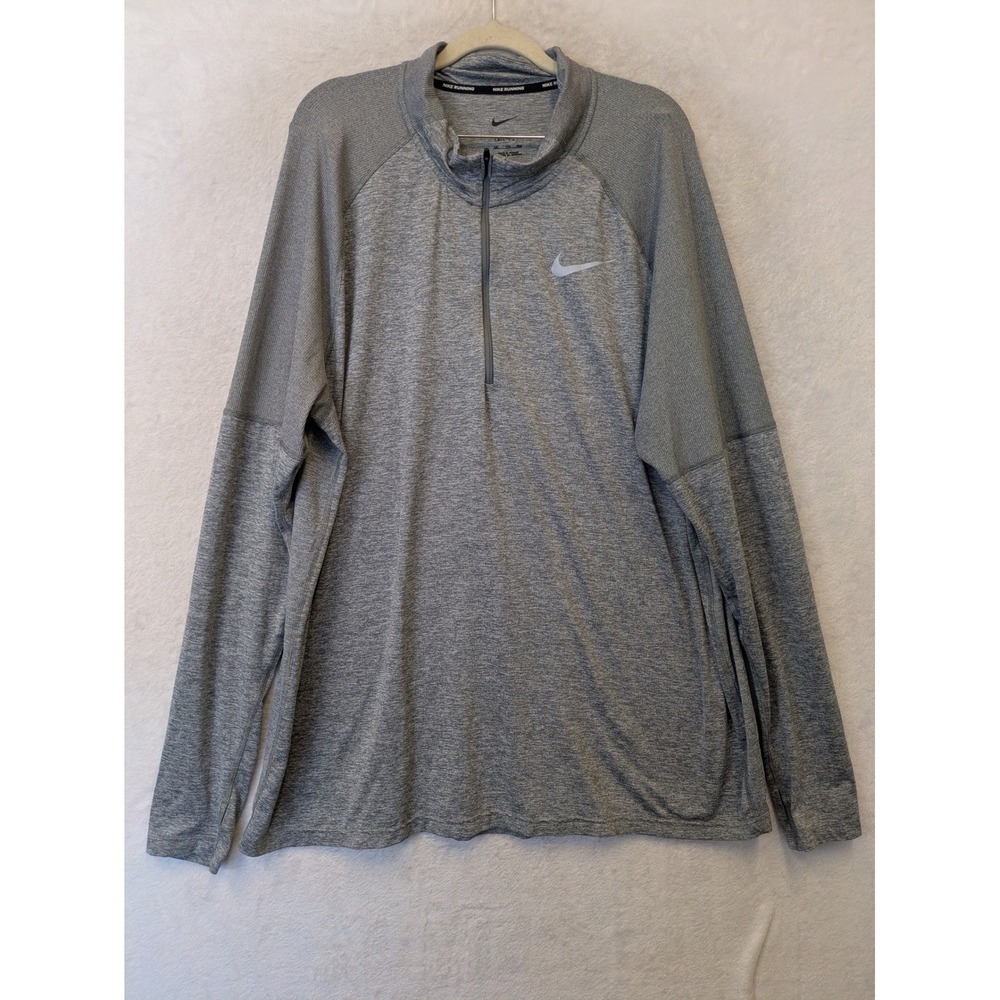 Nike Running Dri-FIT 1/4 Zip Pullover Gray Heather‎ Mens XXL